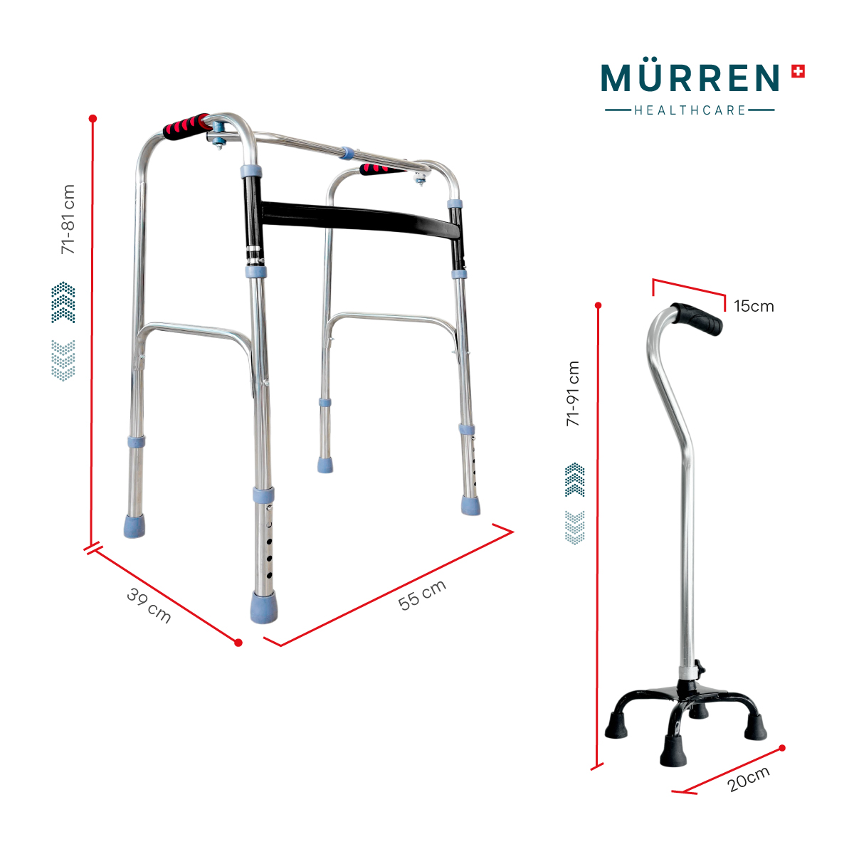 Baston Caminar 4 Apoyos + Andadera Ortopedica Plegable