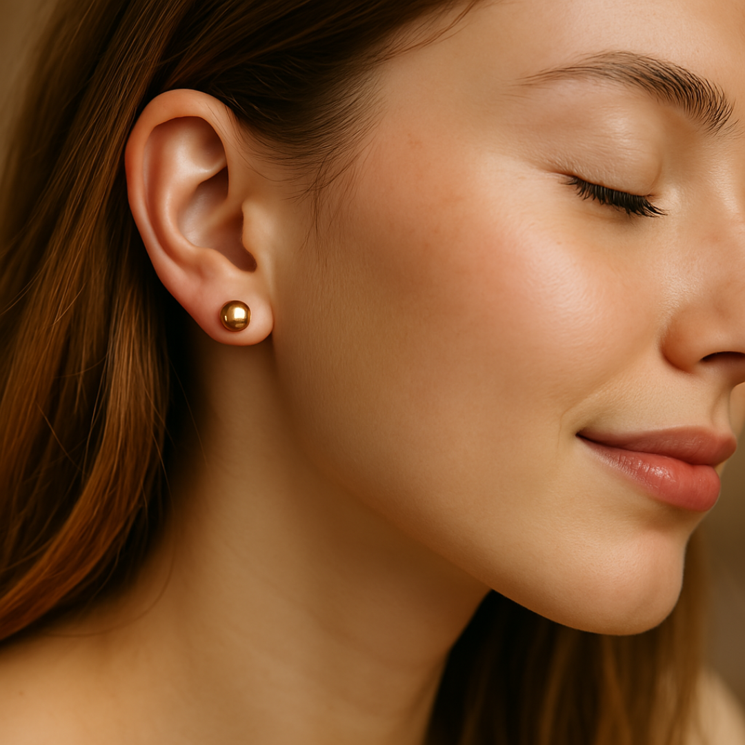 Aretes Dormilonas Authshine Oro amarillo 14 kilates 4mm mujer