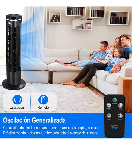 Ventilador De Torre Abanico Sin Aspas Portátil Con Control