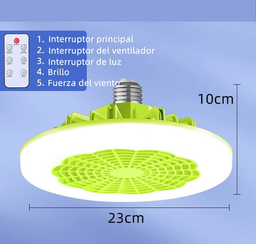 Ventilador Lámpara Techo E27 Control Remoto 30w