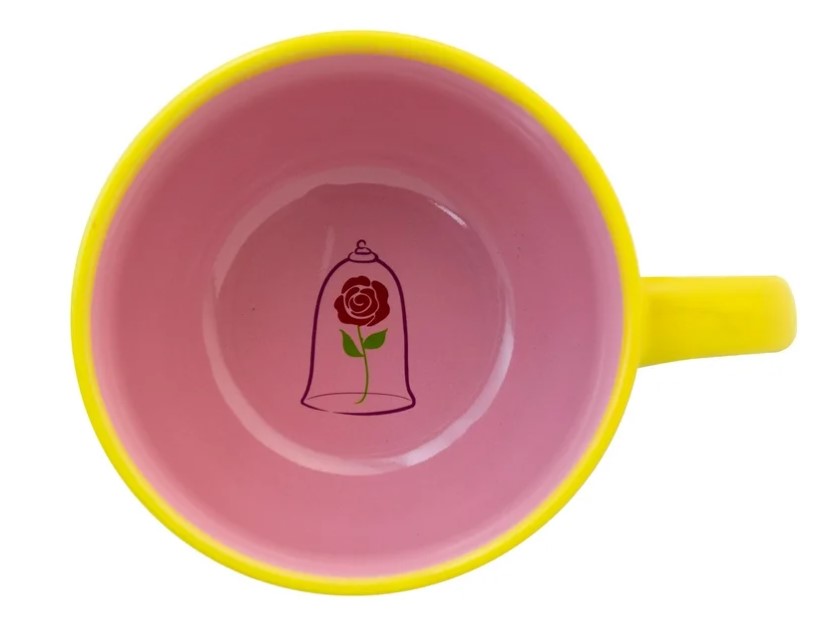 Taza Jumbo Bella y Bestia Tazon Bitono De Cerámica, Bella y Rosa Encantada “Beauty and the Beast” 820 Ml Princesas Disney Princess