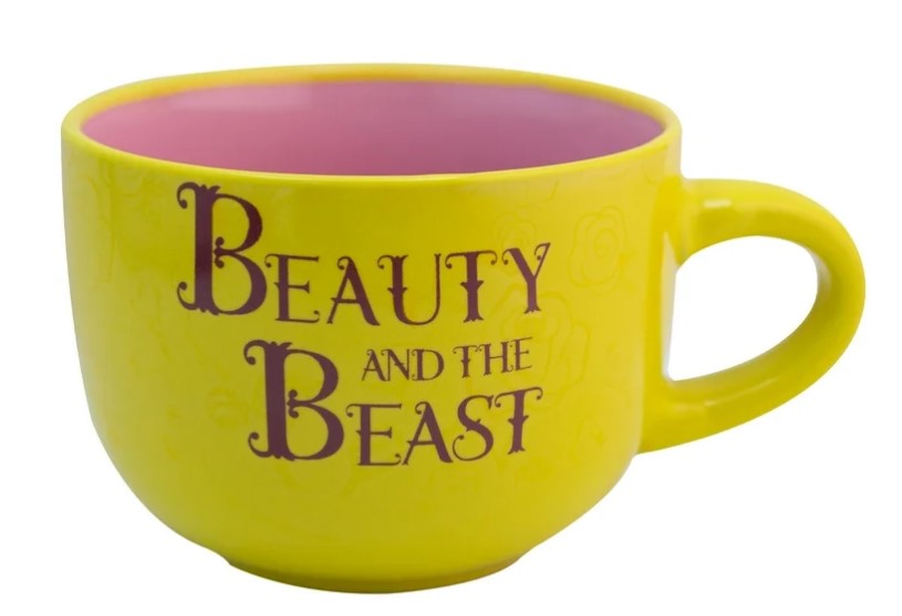 Taza Jumbo Bella y Bestia Tazon Bitono De Cerámica, Bella y Rosa Encantada “Beauty and the Beast” 820 Ml Princesas Disney Princess