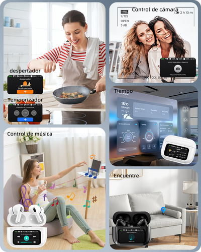 Smart Pantalla Audífonos Bluetooth 5.4 Anc Auriculares App