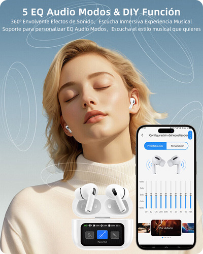Smart Pantalla Audífonos Bluetooth 5.4 Anc Auriculares App