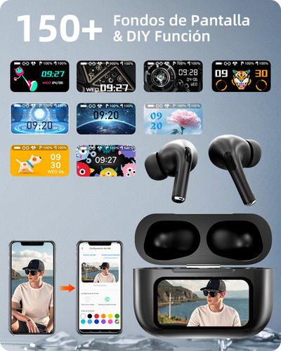 Smart Pantalla Audífonos Bluetooth 5.4 Anc Auriculares App