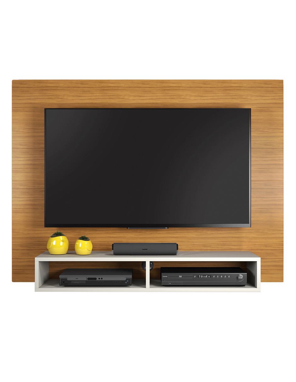  Mueble Para Tv De Hasta 49 Pulgadas Panel Flotante C/repisa Café Claro