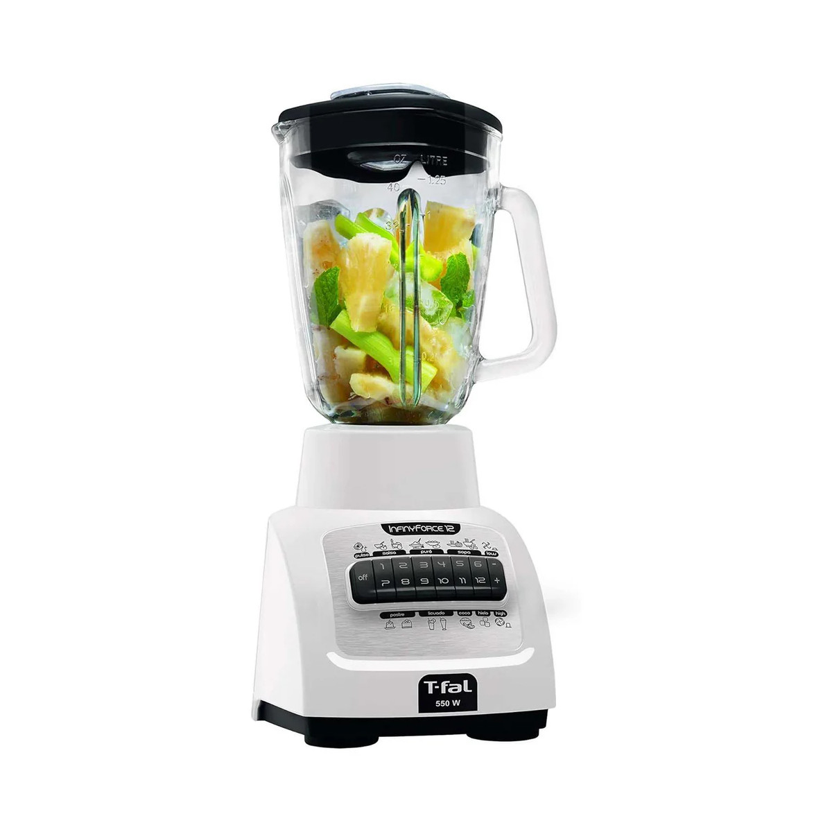 Licuadora T-fal Infinyforce 12 Vaso de Vidrio 1.25 Litros Blanca LN8121MX