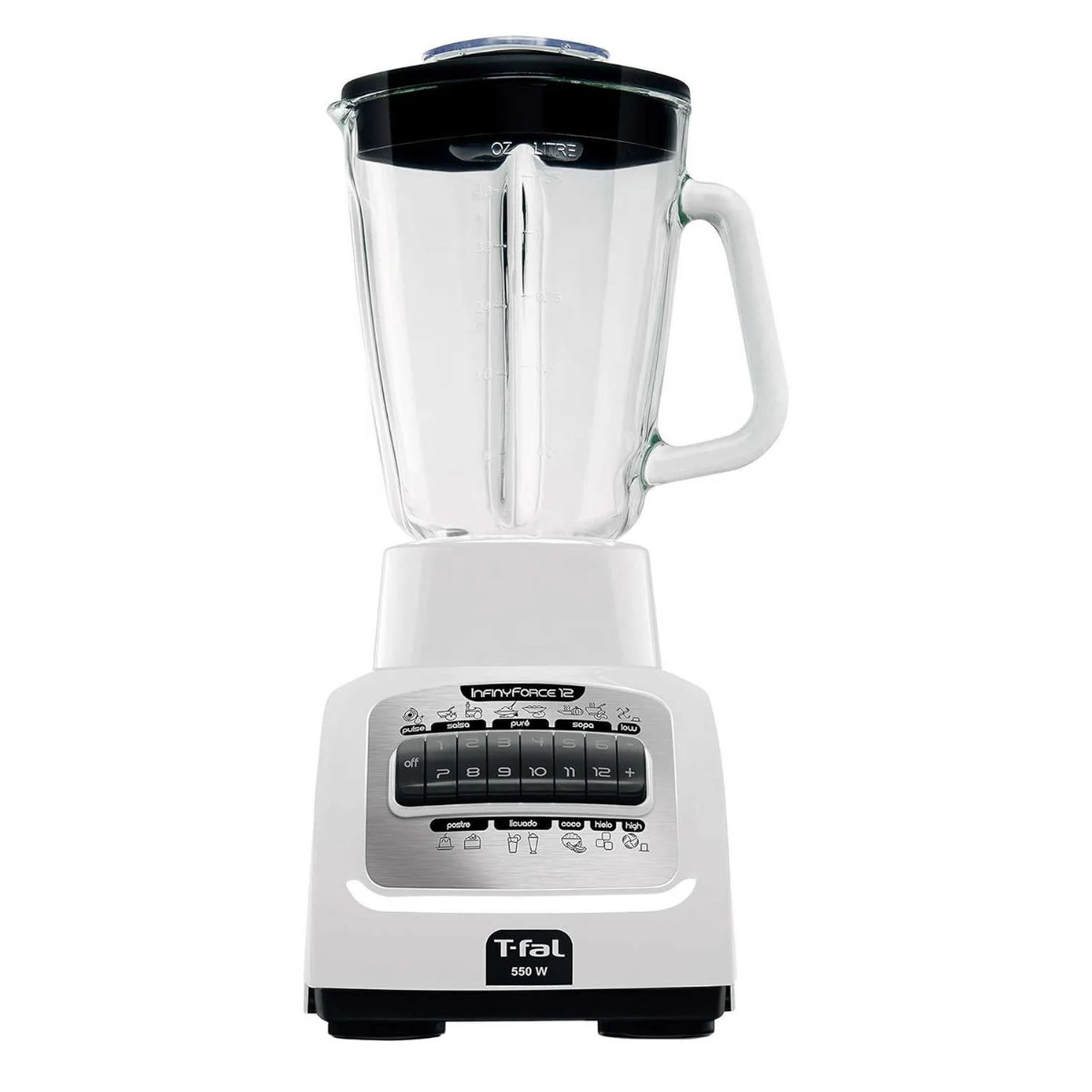 Licuadora T-fal Infinyforce 12 Vaso de Vidrio 1.25 Litros Blanca LN8121MX