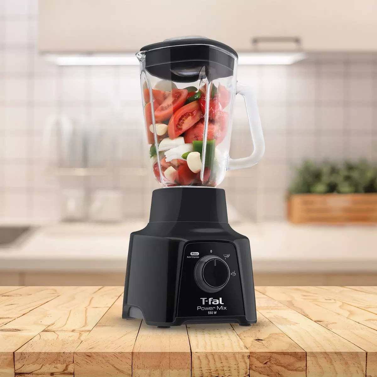 Licuadora T-fal Vaso de Vidrio 1.25 Litros Power Mix Negra LN2838MX