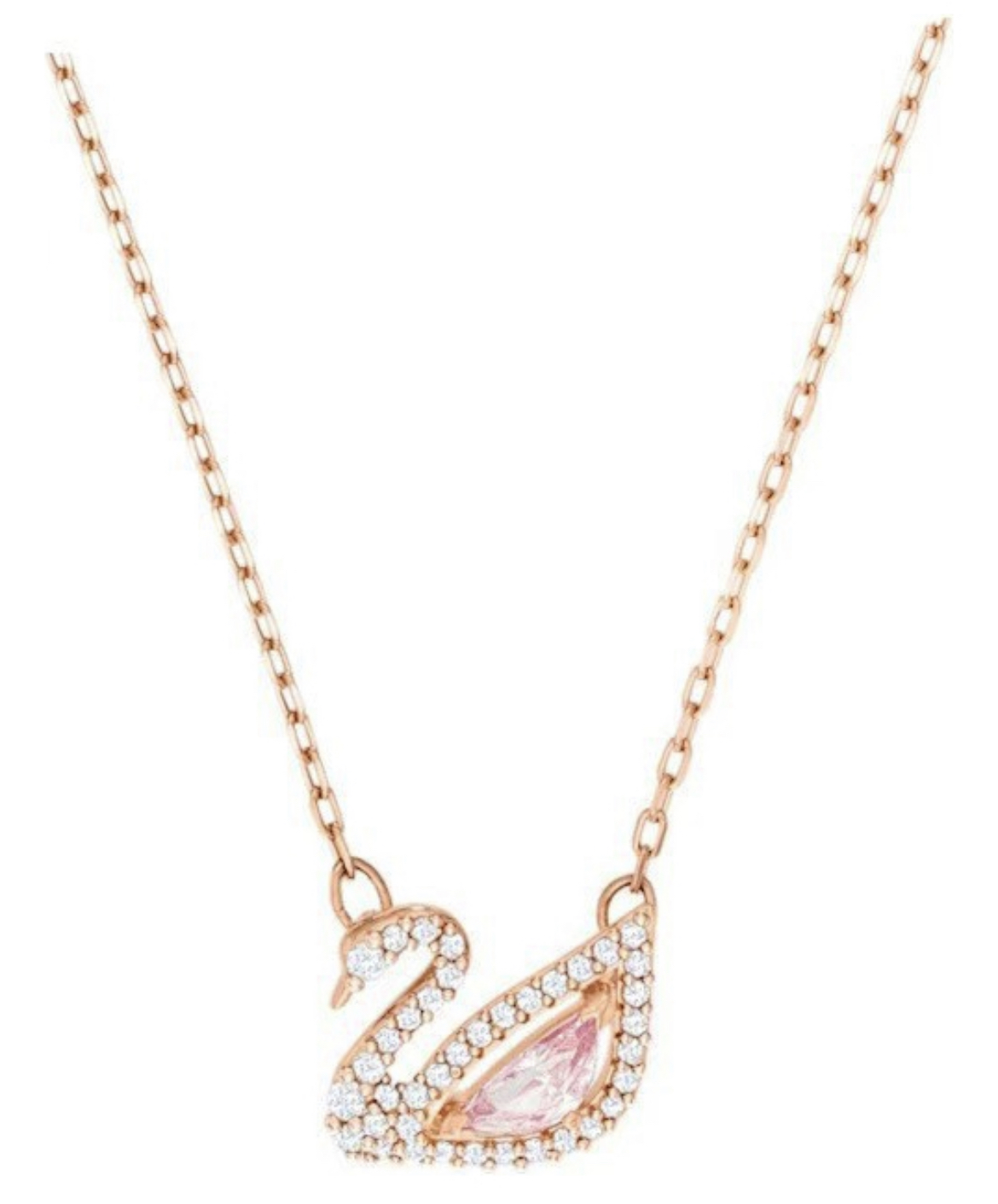 Collar De Cisne Pequeño De Oro Rosa De Plata De Ley S925