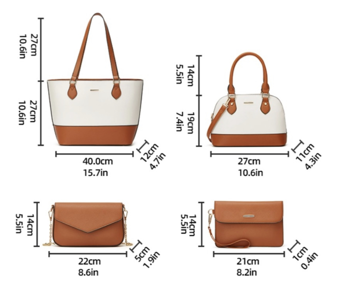 Set De Bolsas De Mujer 4 Piezas Tote Bag Maletin Para Laptop