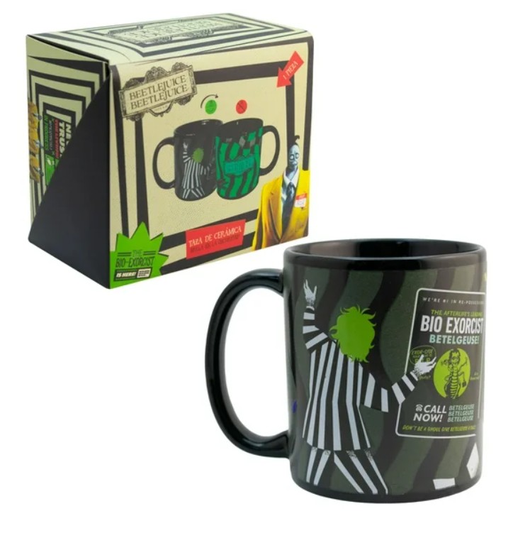 Beetlejuice Taza Mágica Cerámica Brilla En Oscuridad  340 Ml Color Negro Beatlejuice Tim Burton Beetle Juice Lydia 