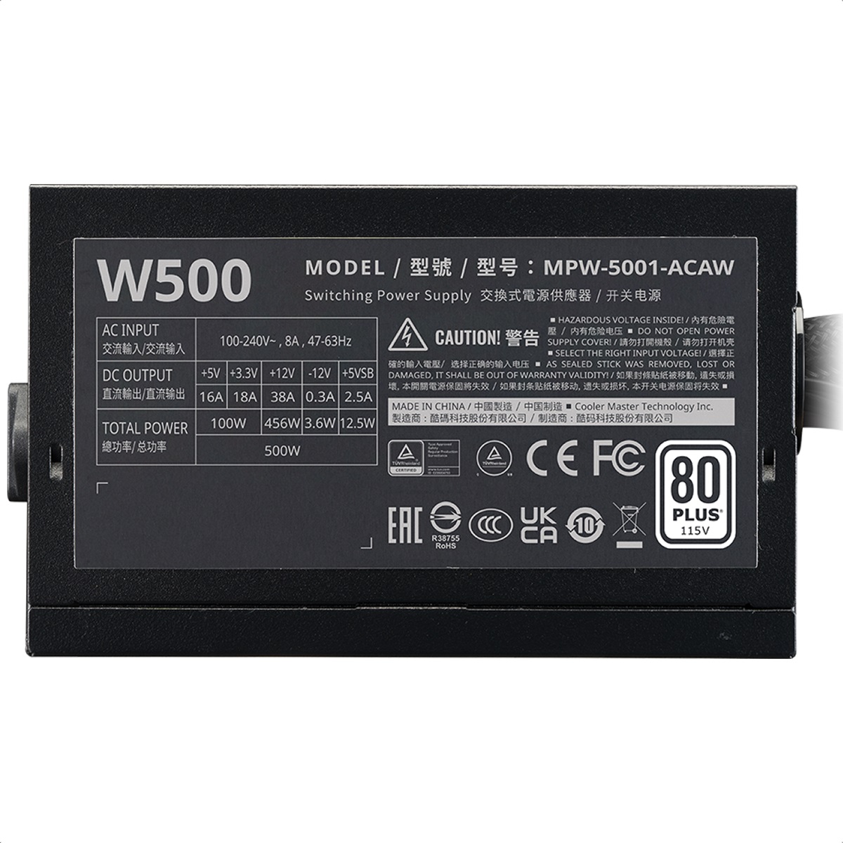 Fuente De Poder Cooler Master Elite NEX W500 500W 80 Plus MPW-5001-ACAW-BUS