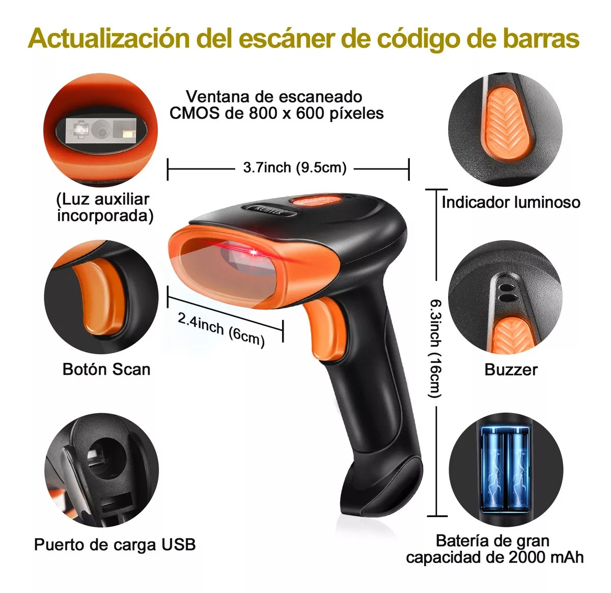 Lector de Código de Barras Alavee E308 Color Negro 3.3V
