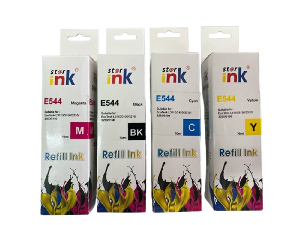 Kit de 4 Tintas Genericas para EPSON T544 Y T504 Calidad Premium BK-C-Y-M