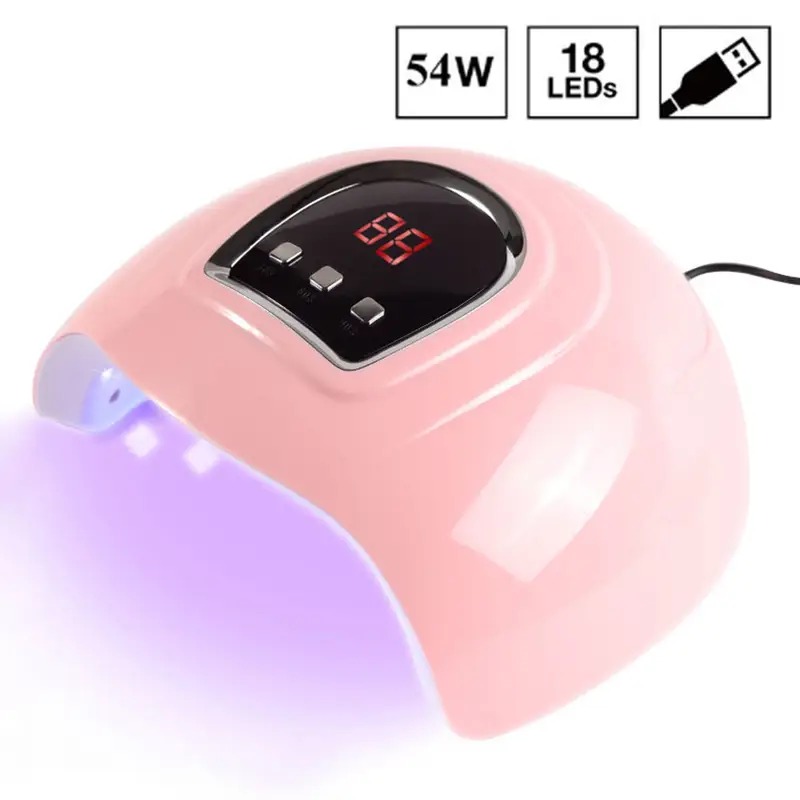 Lámpara de uñas LED de 54W, secadora de uñas UV, máquina de fototerapia para uñas con temporizador, lámpara de secado de uñas