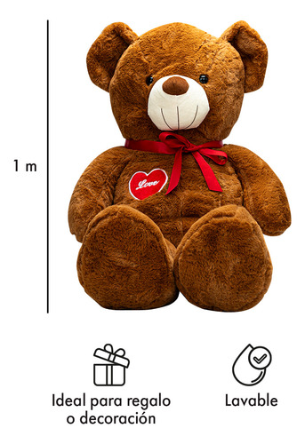 Oso De Peluche Teddy Grande Abrazable Corazón 1 Metro