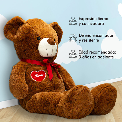 Oso De Peluche Teddy Grande Abrazable Corazón 1 Metro