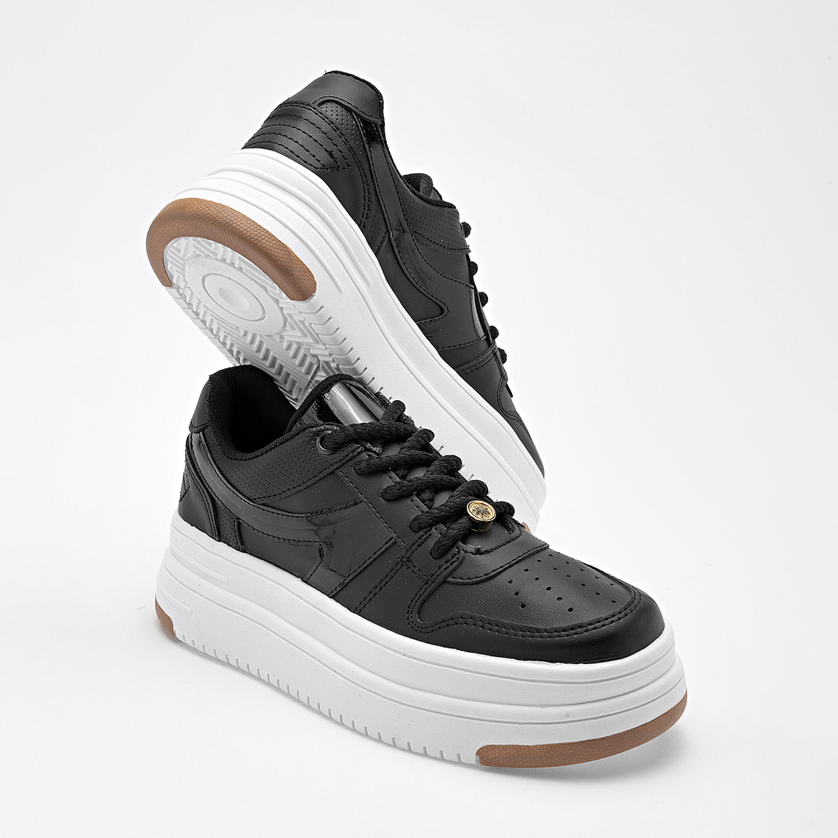 MORAMORA AILEN MUJER TENIS CASUAL PLATAFORMA 5 CM COLOR NEGRO