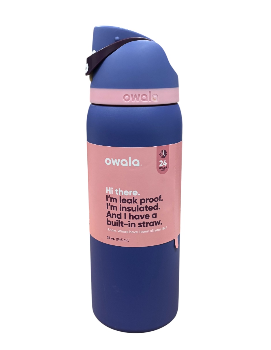 Termo de acero inoxidable Owala FreeSip con popote para deportes y viajes
