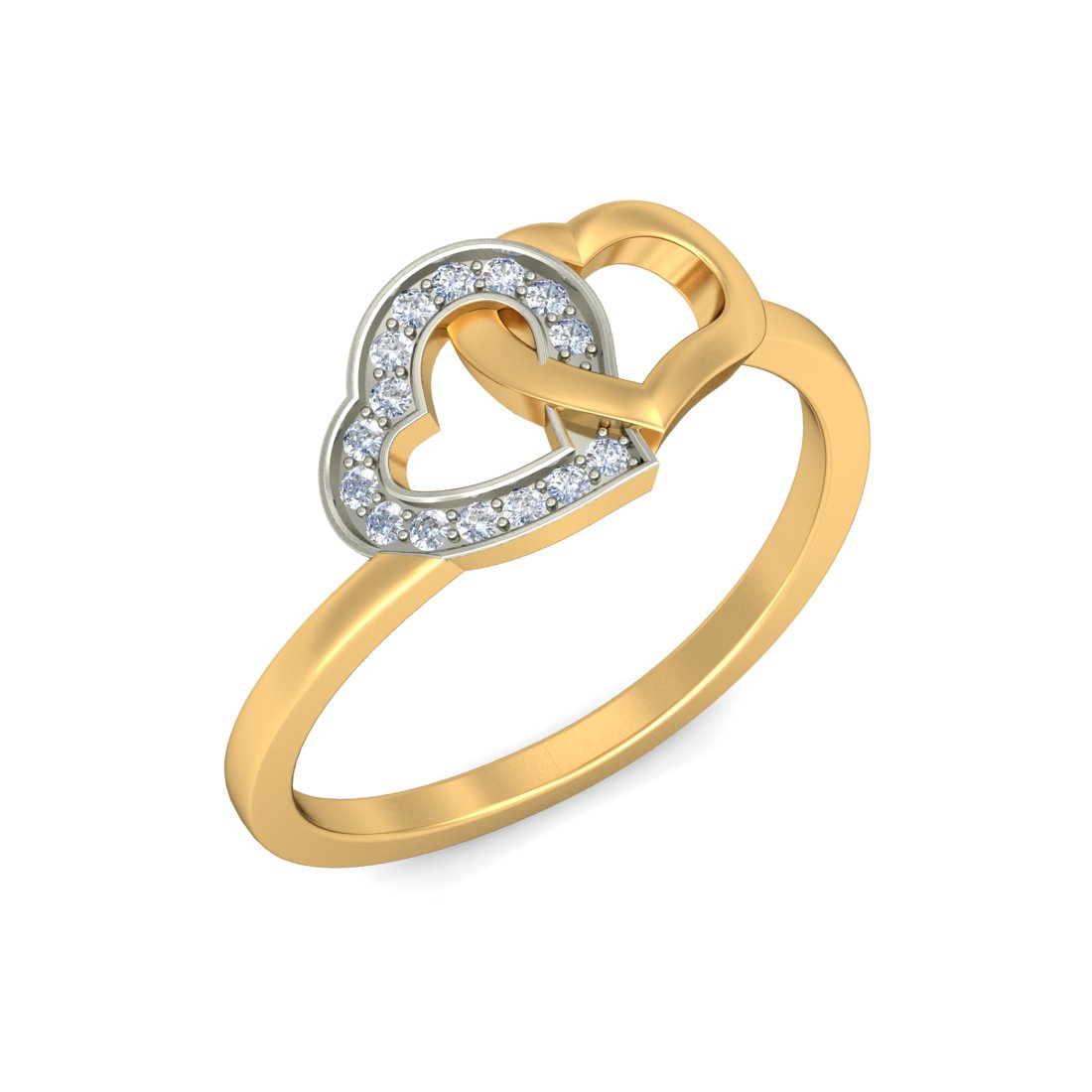 Anillo Corazones Entrelazados 2 Oros Joyería M De León 10k