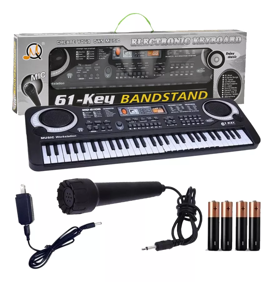 61 Teclado Piano Digital 61 Teclados Piano Para Niños Con Micrófono,teclados Musicales Para Niñas Niños,color negro