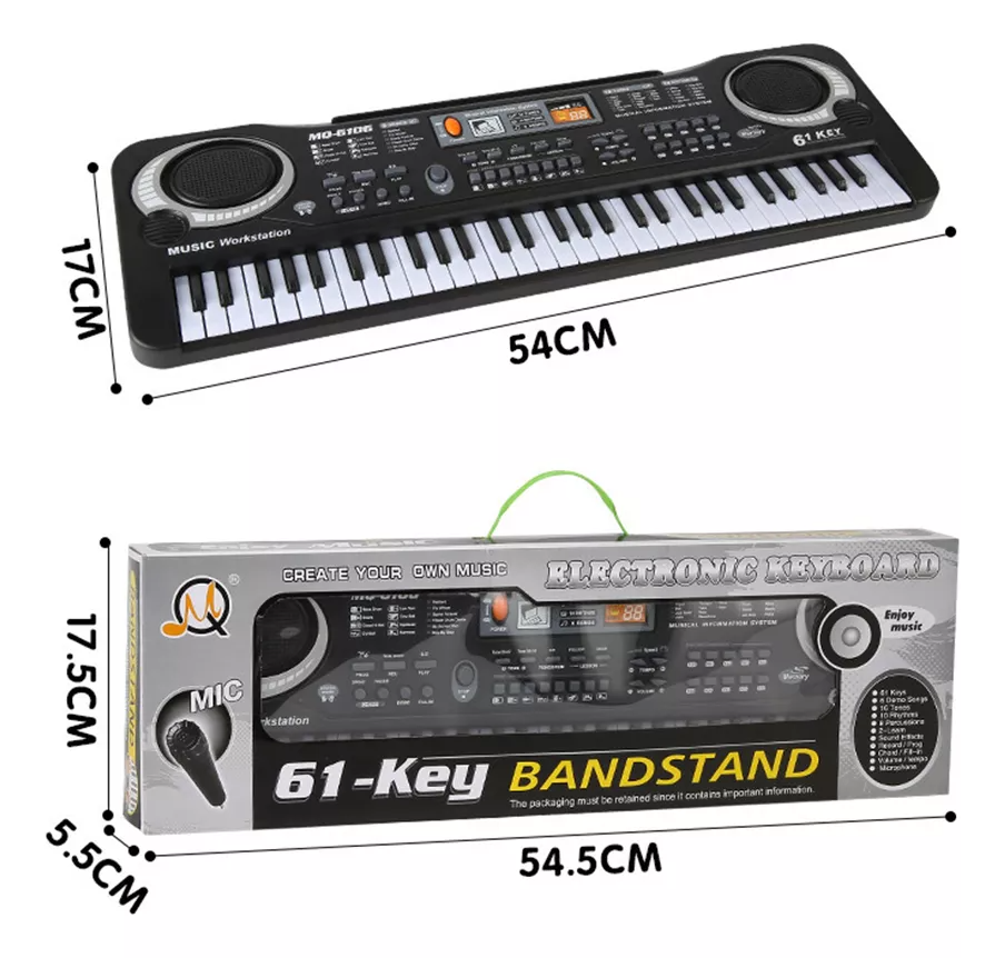 61 Teclado Piano Digital 61 Teclados Piano Para Niños Con Micrófono,teclados Musicales Para Niñas Niños,color negro