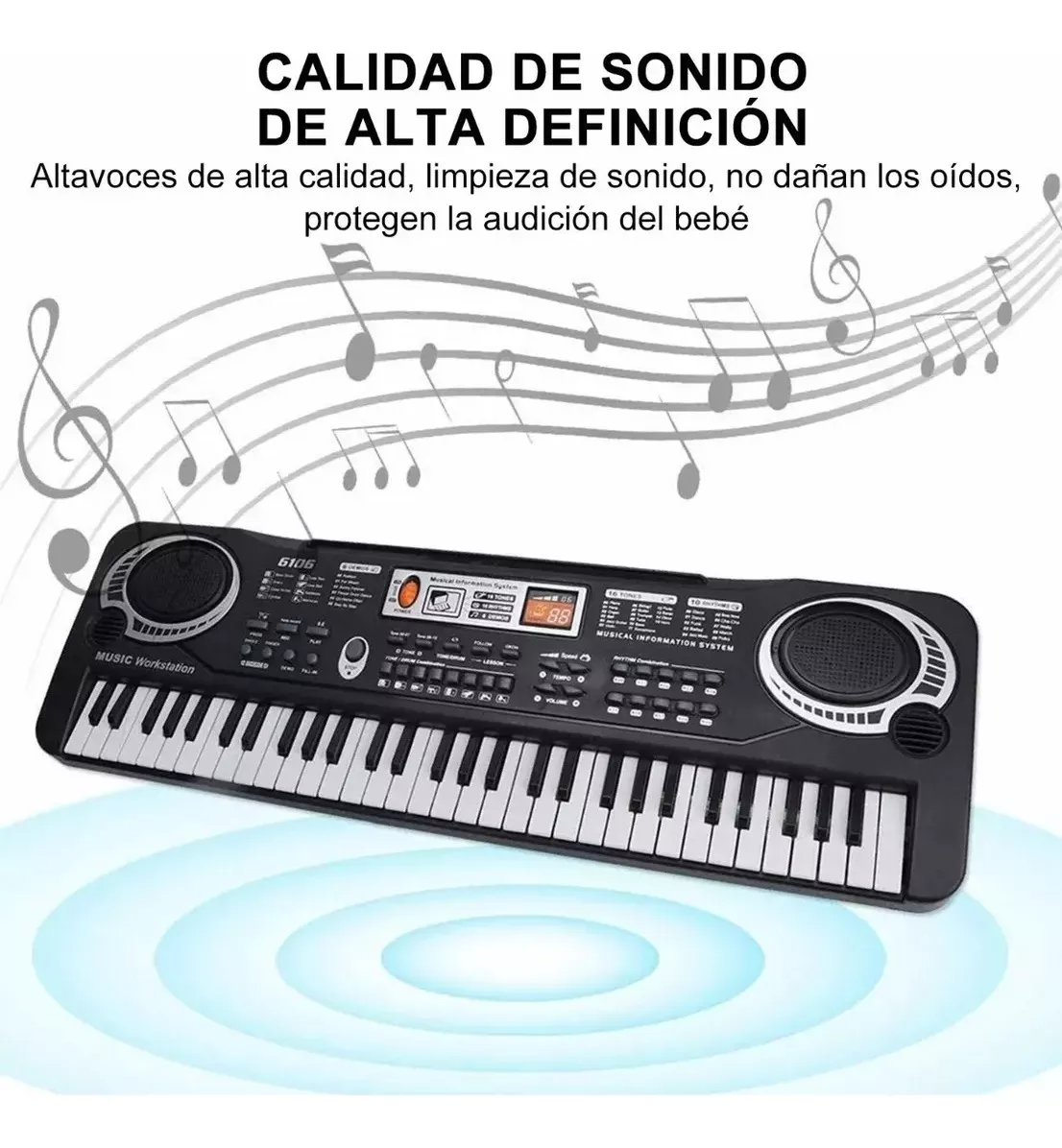 61 Teclado Piano Digital 61 Teclados Piano Para Niños Con Micrófono,teclados Musicales Para Niñas Niños,color negro