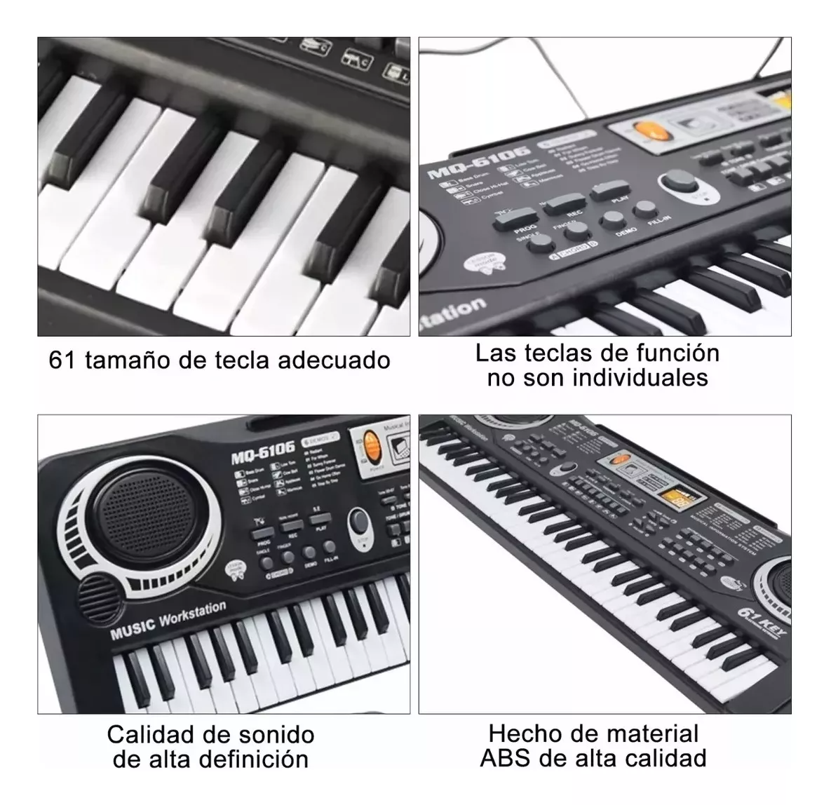61 Teclado Piano Digital 61 Teclados Piano Para Niños Con Micrófono,teclados Musicales Para Niñas Niños,color negro