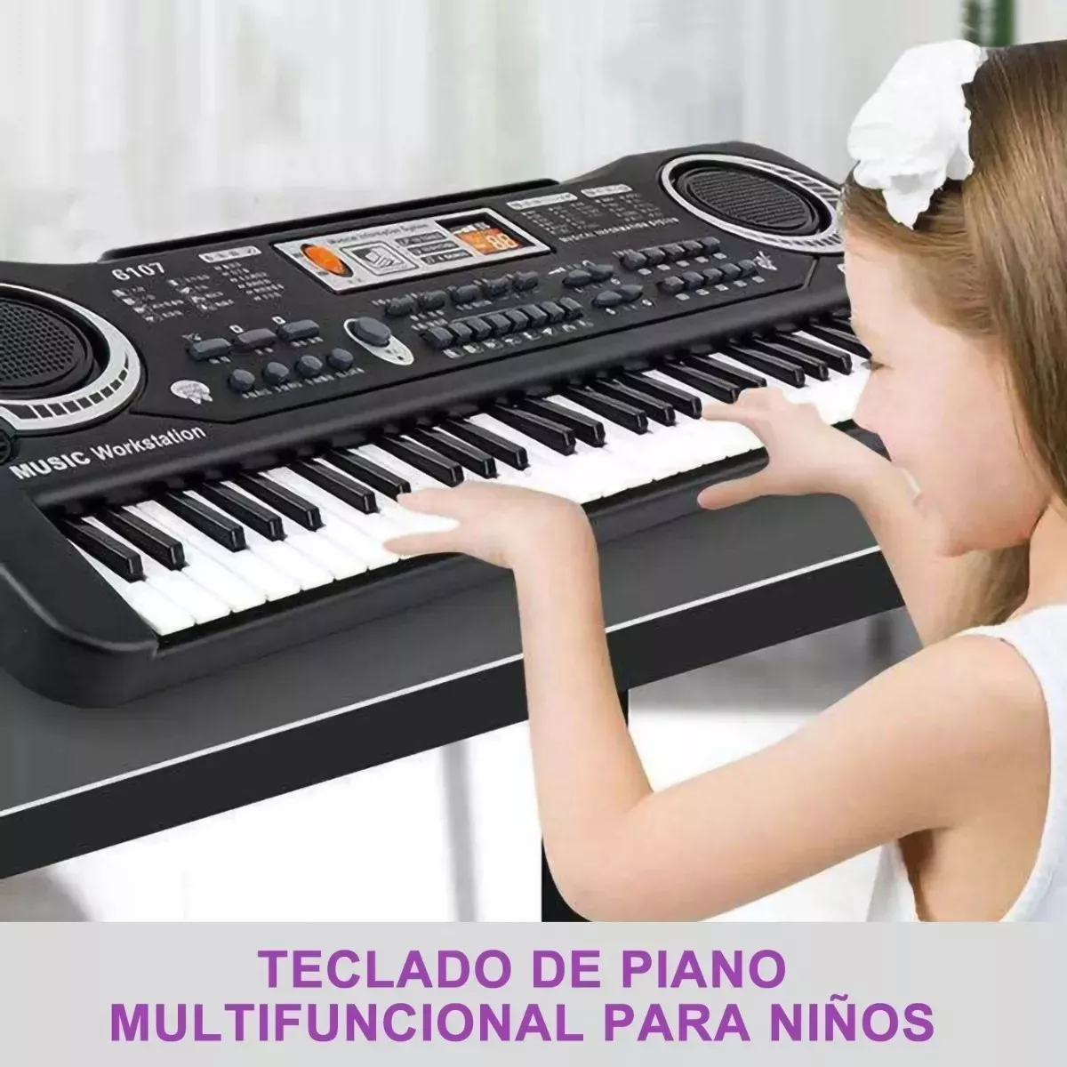 61 Teclado Piano Digital 61 Teclados Piano Para Niños Con Micrófono,teclados Musicales Para Niñas Niños,color negro