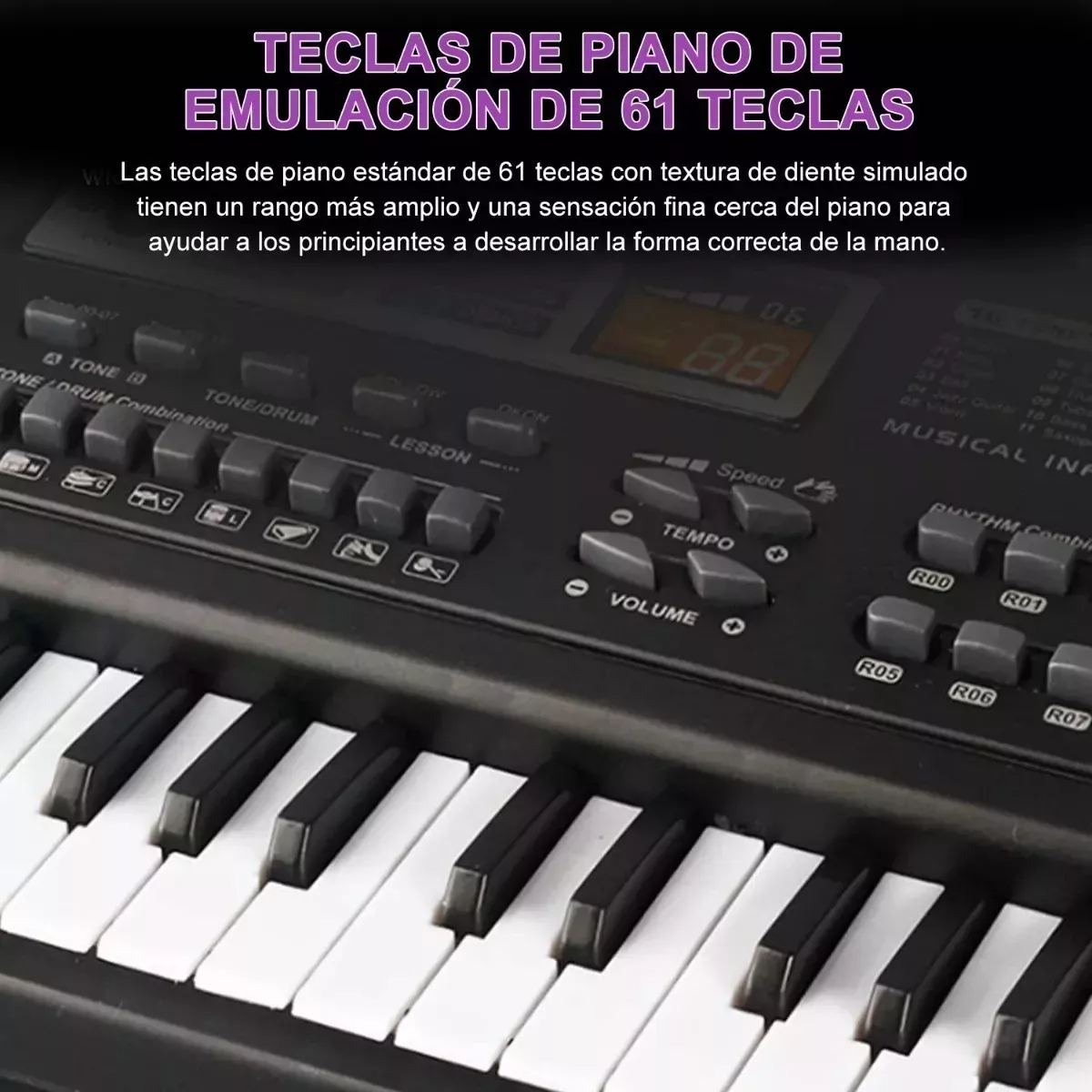 61 Teclado Piano Digital 61 Teclados Piano Para Niños Con Micrófono,teclados Musicales Para Niñas Niños,color negro