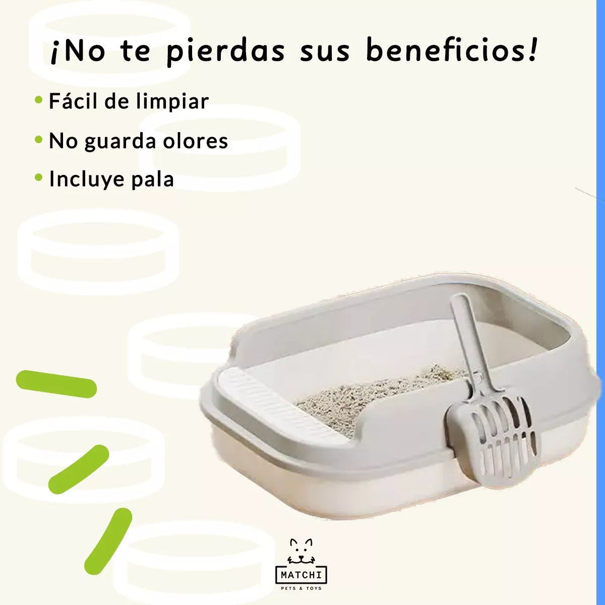 Arenero Grande Para Gato Con Extensión Y Pala 52x36x16cm Color Gris