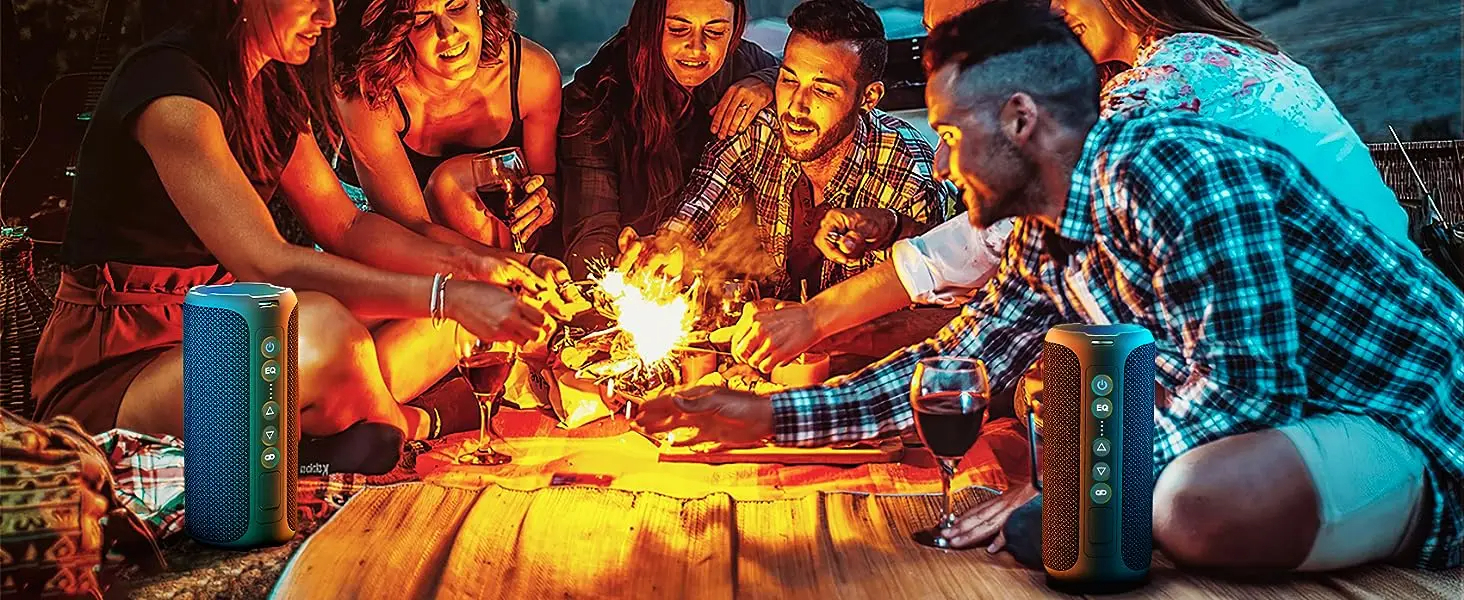 Bocina Altavoces Bluetooth 40w negroPortátil Impermeable sonido estéreo 40W graves luces colores