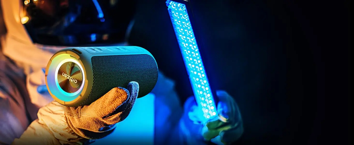 Bocina Altavoces Bluetooth 40w negroPortátil Impermeable sonido estéreo 40W graves luces colores