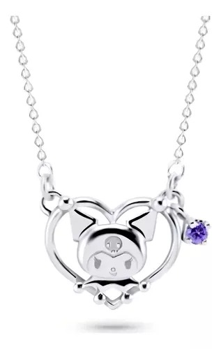 Collar Kuromi En Acero Inoxidable Sanrio Accesorios Para Niña Colgante Dije Personajes Kitty