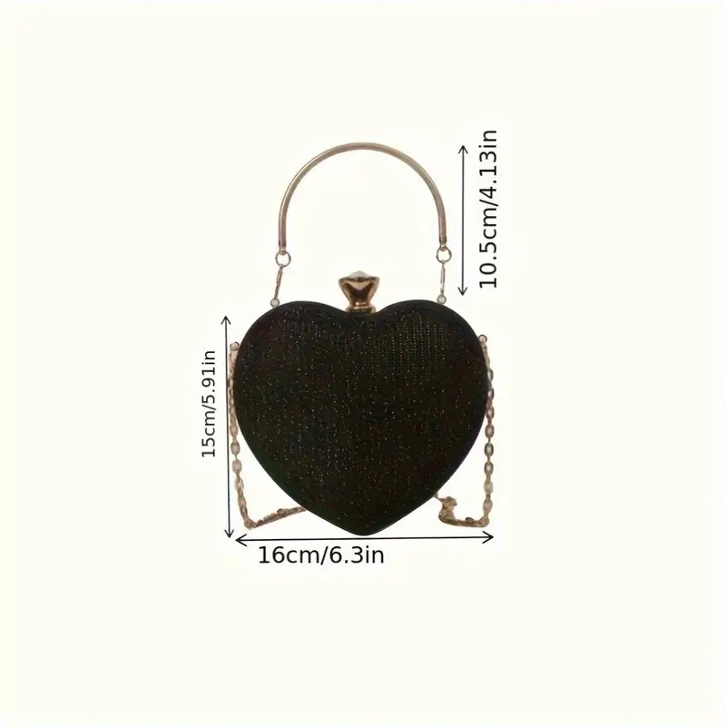Bolso de mano elegante en forma de corazón para mujer