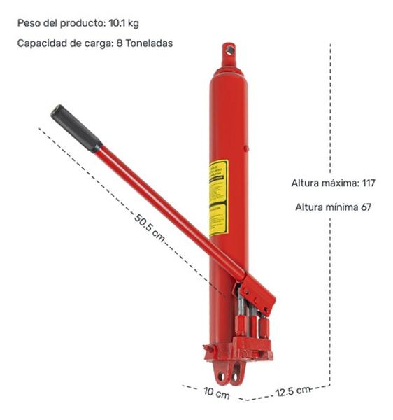 Gato Hidraulico Botella 8 Toneladas Para Pluma Industrial Gutstark Home