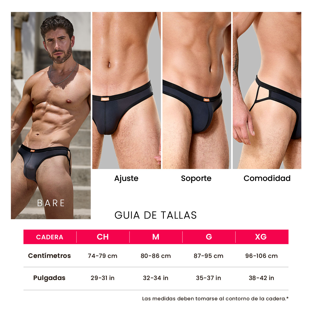 Jock Ropa Interior Para Hombre Bare Dietz Negro Sexy Y Libre