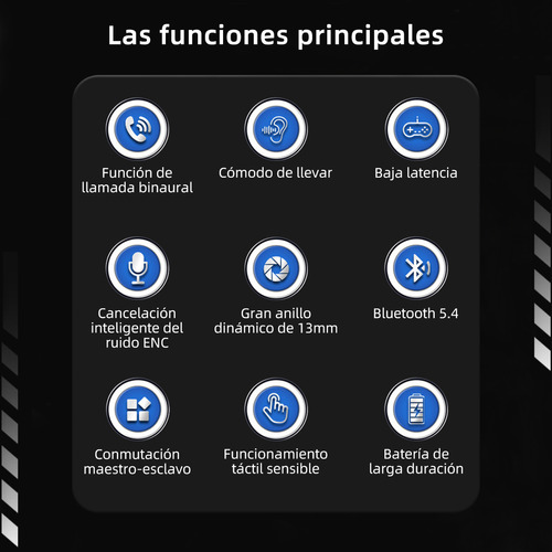 Audífonos Bluetooth 5.4 Baja Latencia Gamer Anc Auriculares