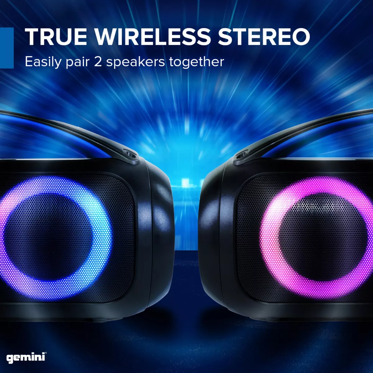 Bocina portatil Bluetooth Gemini resistente al agua