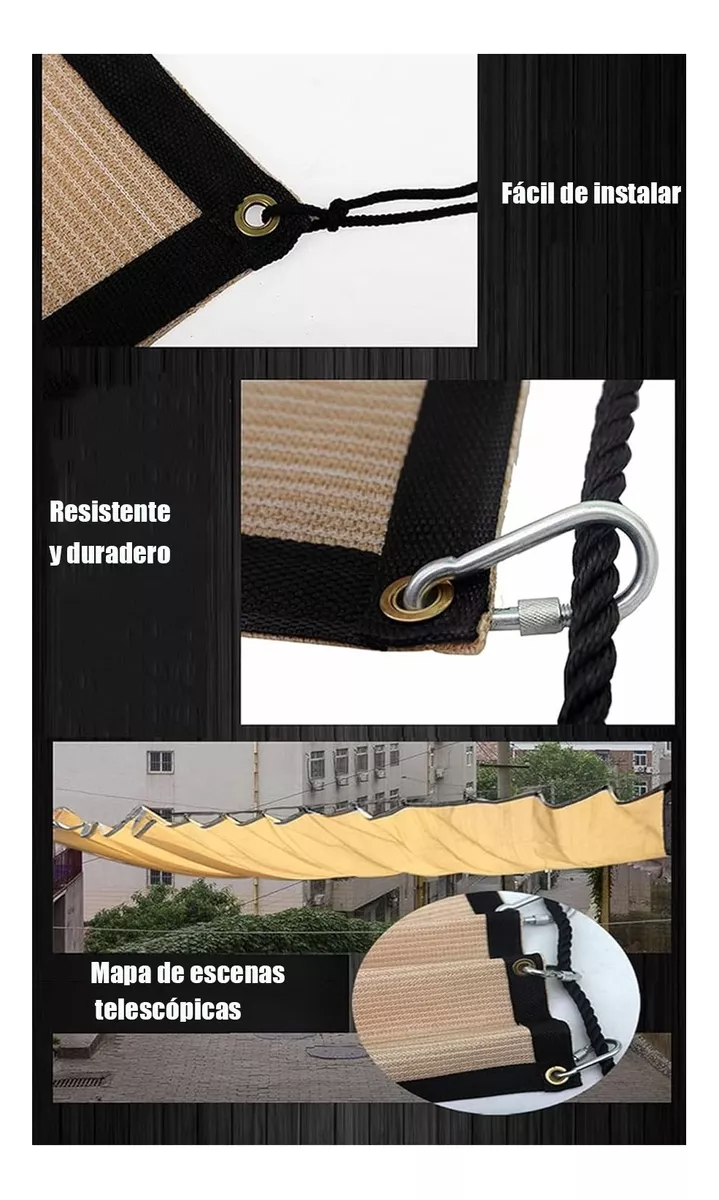 Malla Sombra 6x4m Exterior Con Cuerda Para Bloquear 95 por ciento uv