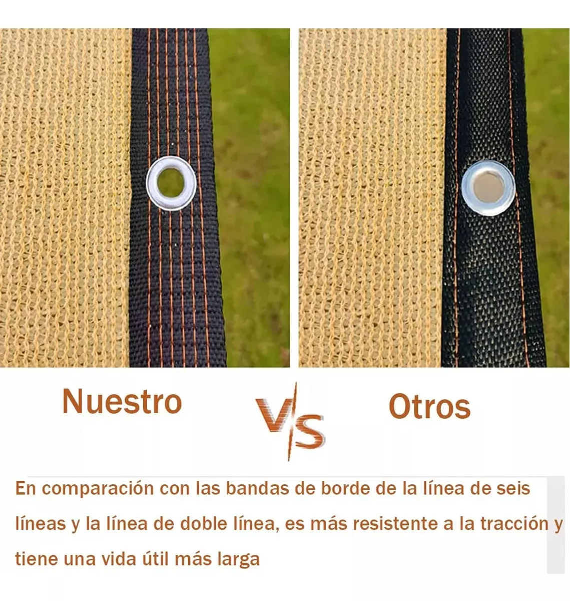 Malla Sombra 6x4m Exterior Con Cuerda Para Bloquear 95 por ciento uv