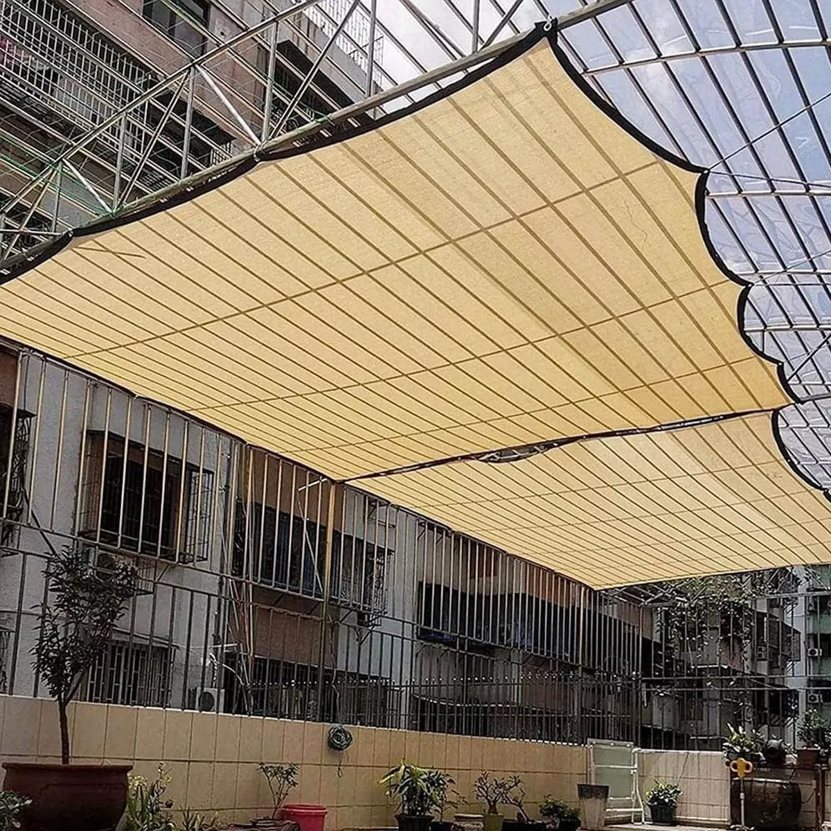 Malla Sombra 6x4m Exterior Con Cuerda Para Bloquear 95 por ciento uv