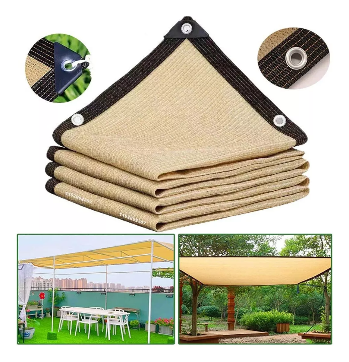 Malla Sombra 6x4m Exterior Con Cuerda Para Bloquear 95 por ciento uv