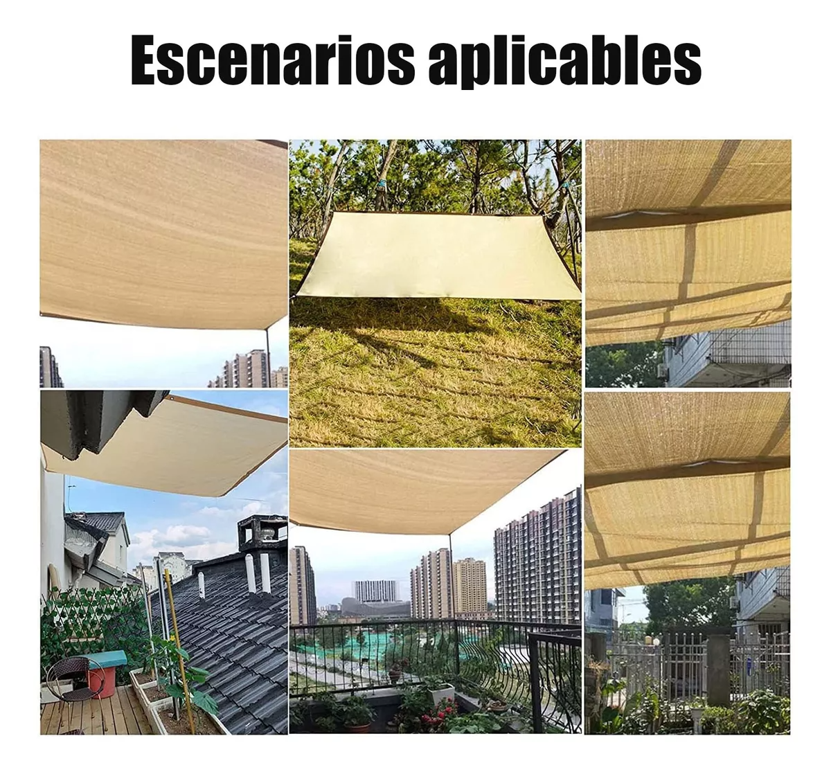 Malla Sombra 6x4m Exterior Con Cuerda Para Bloquear 95 por ciento uv