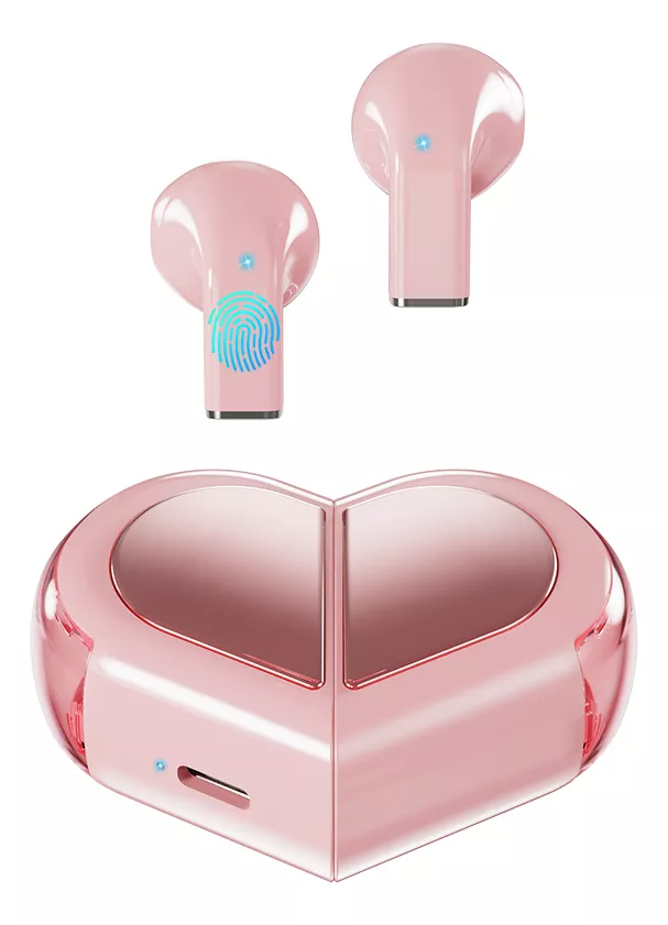 Audífonos Bmani K520 Auriculares Bluetooth Inalámbricos Con Forma De Corazón Dos Formas Talla Pequeña Mini Rosa