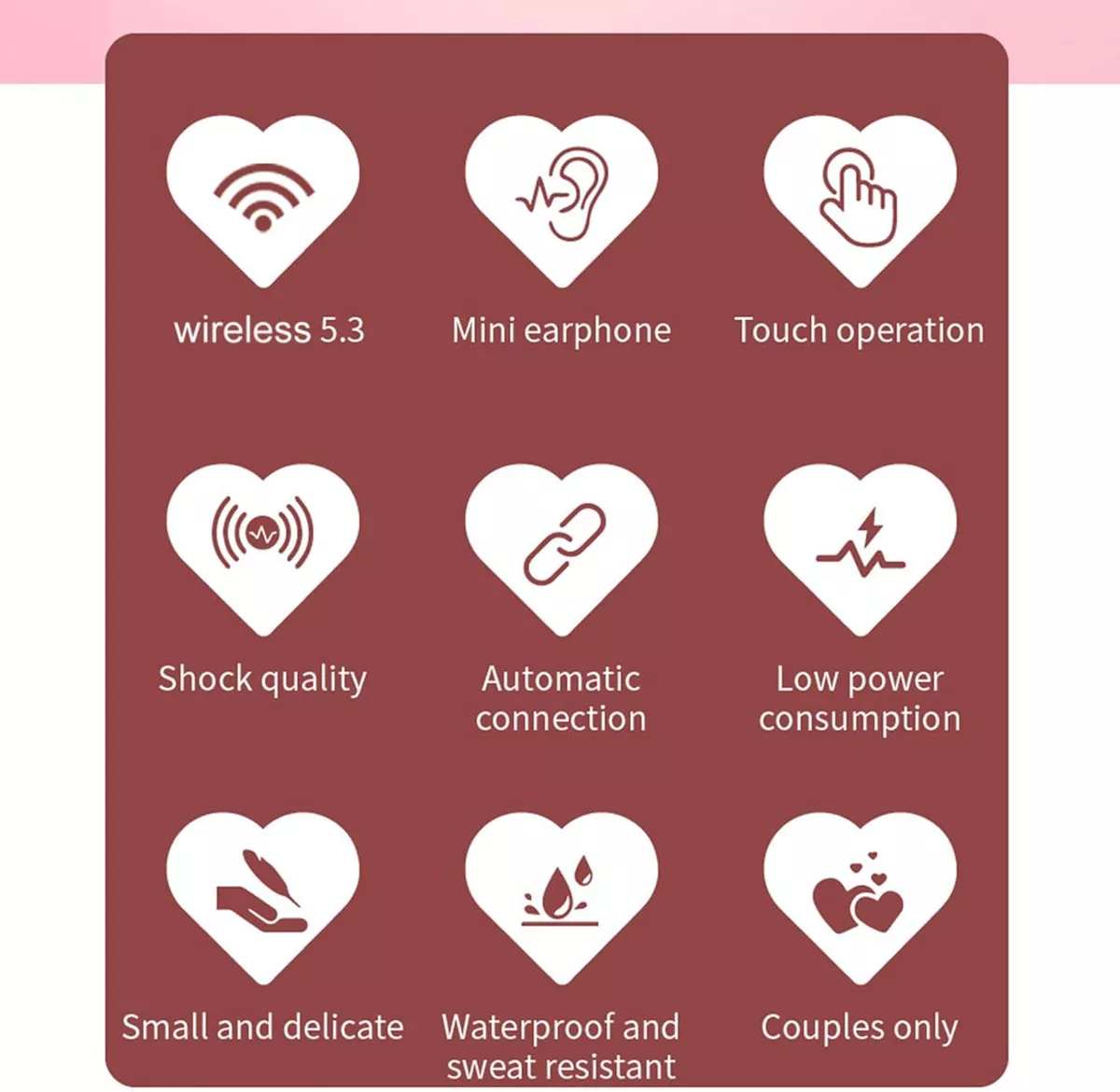Audífonos Bmani K520 Auriculares Bluetooth Inalámbricos Con Forma De Corazón Dos Formas Talla Pequeña Mini Rosa