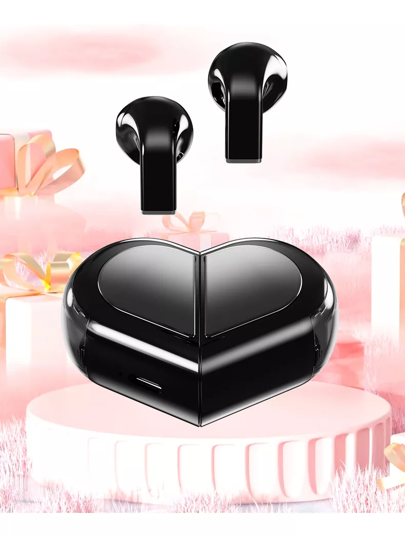 Audífonos Bmani K520 Auriculares Bluetooth Inalámbricos Con Forma De Corazón Dos Formas Talla Pequeña Mini Negro