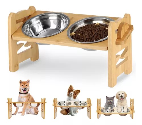 Platos/tazones Elevados Ajustables Para Perros Y Gatos