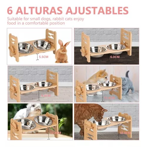 Platos/tazones Elevados Ajustables Para Perros Y Gatos